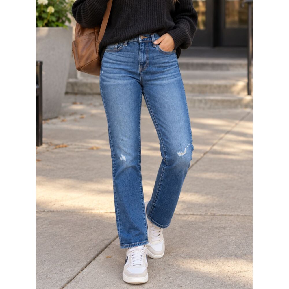Madewell Cruiser Straight Jeans Women 26 Mid Rise Stretch Denim Distressed